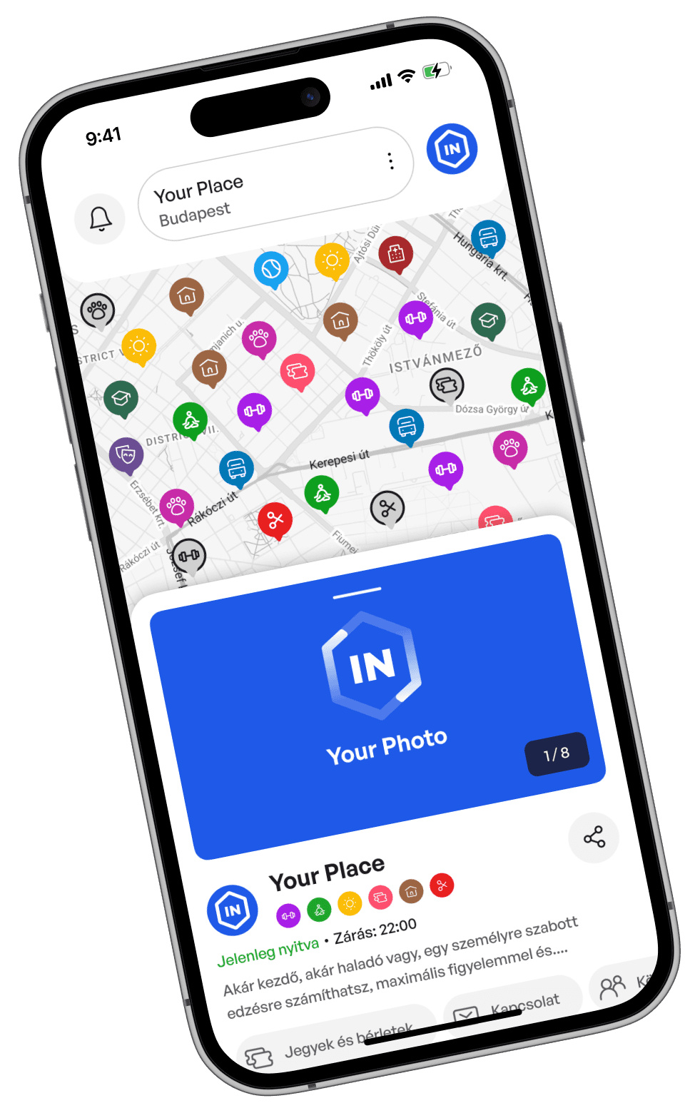LetMeIn partner alkalmazás térképnézet mobilon