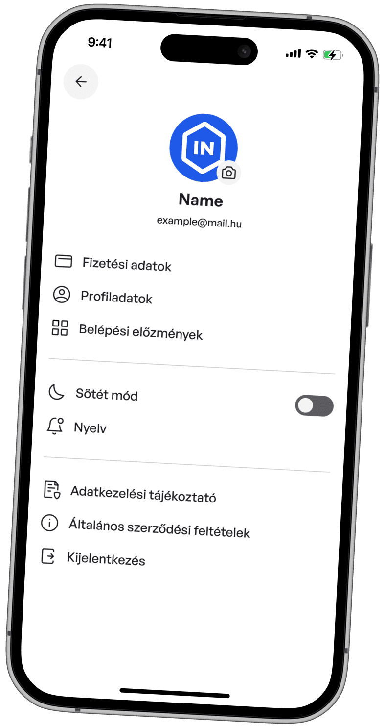 LetMeIn partner alkalmazás profil mobilon
