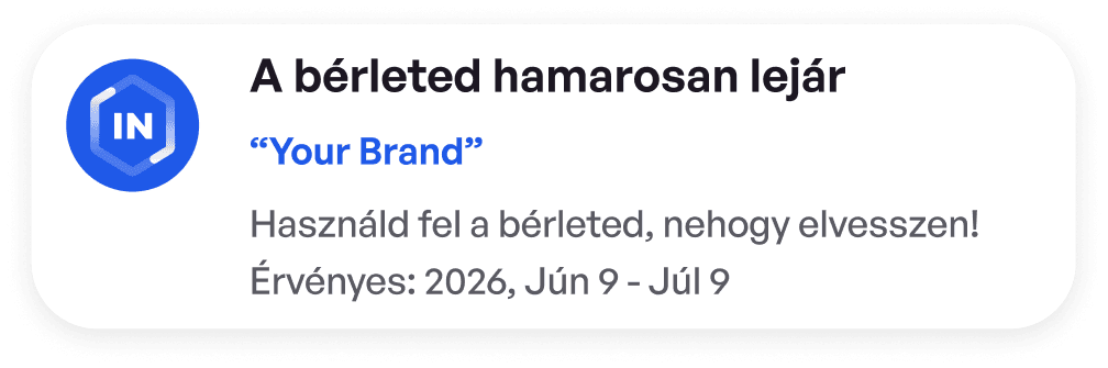 Értesítés: a bérleted hamarosan lejár